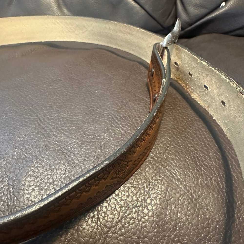 Vintage hand made hand carved Leather full grain … - image 5