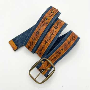 Women’s Vintage 90’s Floral Denim Belt - image 1