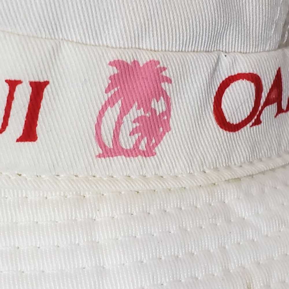 Vintage Hawaii Bucket Hat White Red Words Mesh Pa… - image 3