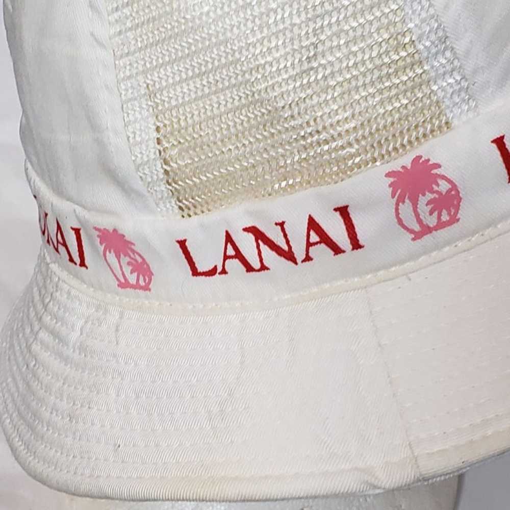 Vintage Hawaii Bucket Hat White Red Words Mesh Pa… - image 4