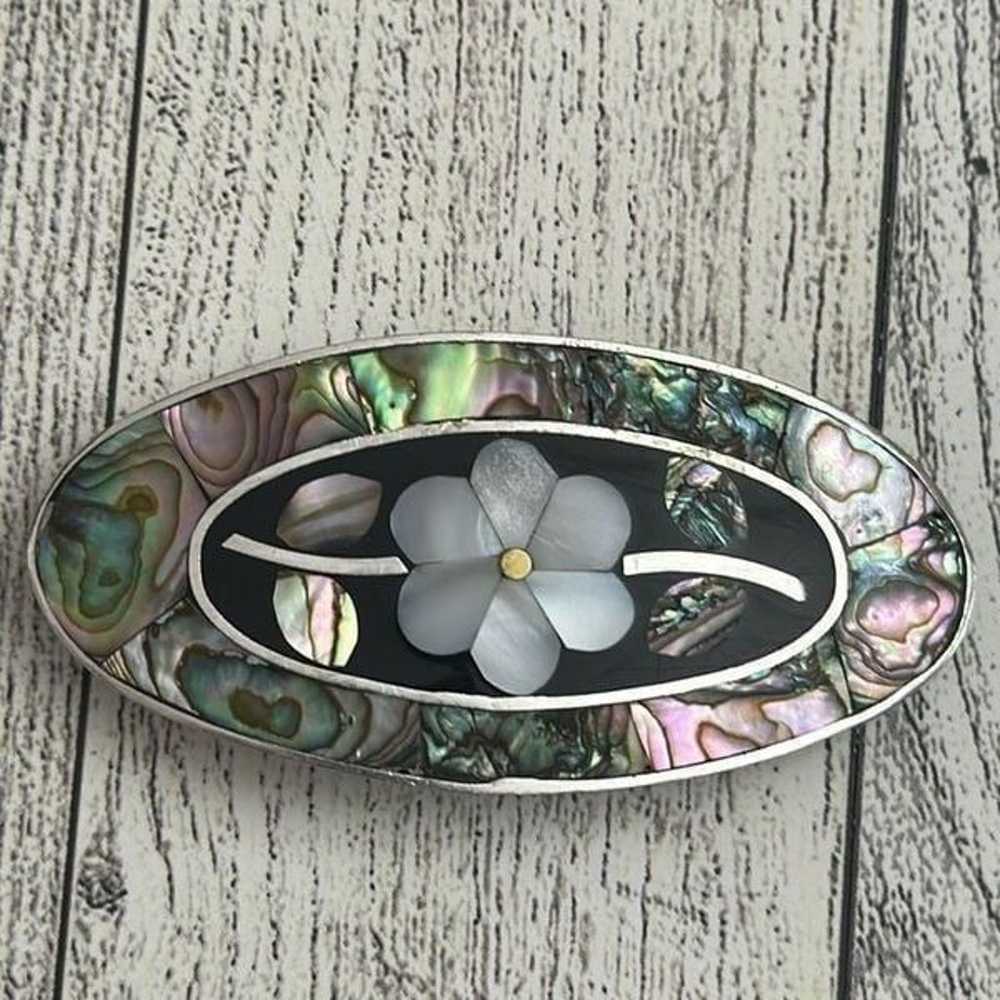 Vintage Mexico Alpaca Silver Abalone and Mother o… - image 1