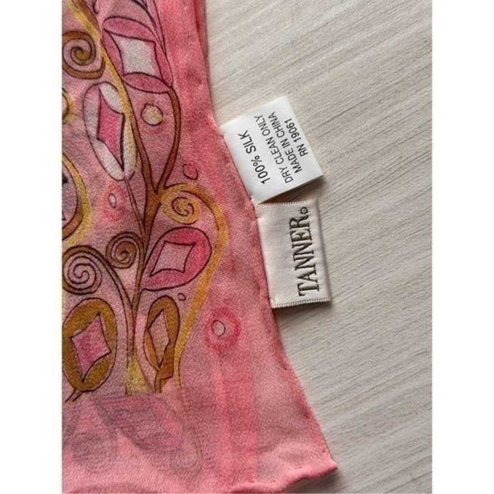 Tanner  Vintage Pink Silk Scarf - image 11