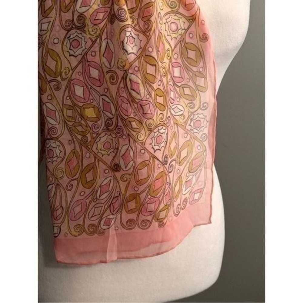 Tanner  Vintage Pink Silk Scarf - image 6