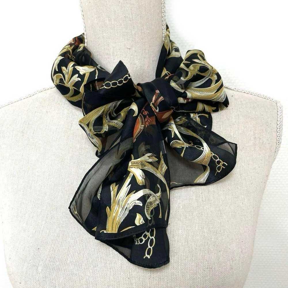 【Silk Scarf】Made in Japan, 100% silk, Border, She… - image 2