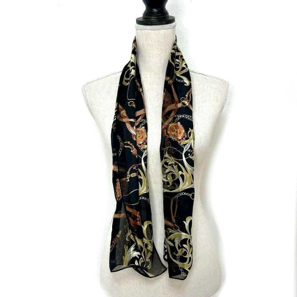 【Silk Scarf】Made in Japan, 100% silk, Border, She… - image 4