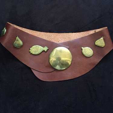 Vintage Genuine Leather And Brass