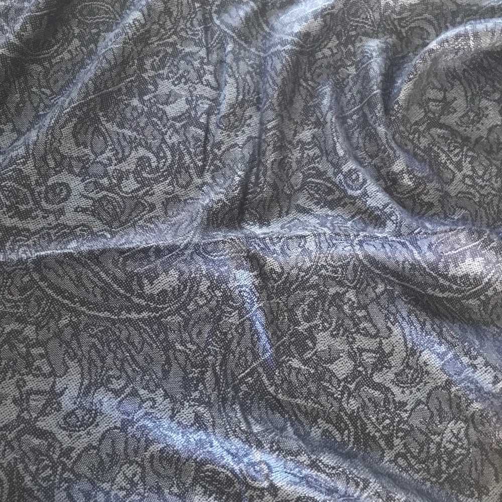 Vintage Pashmina Grey Paisley Scarf 28" x 68" - image 4