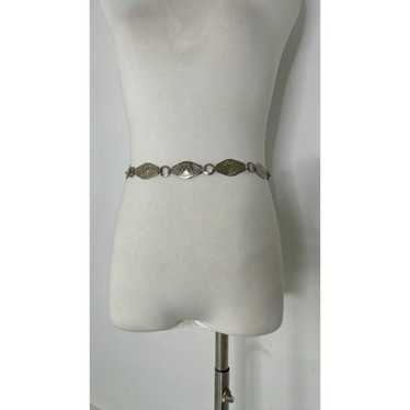 intage Etched Silver Tone Western Chain Belt - image 1