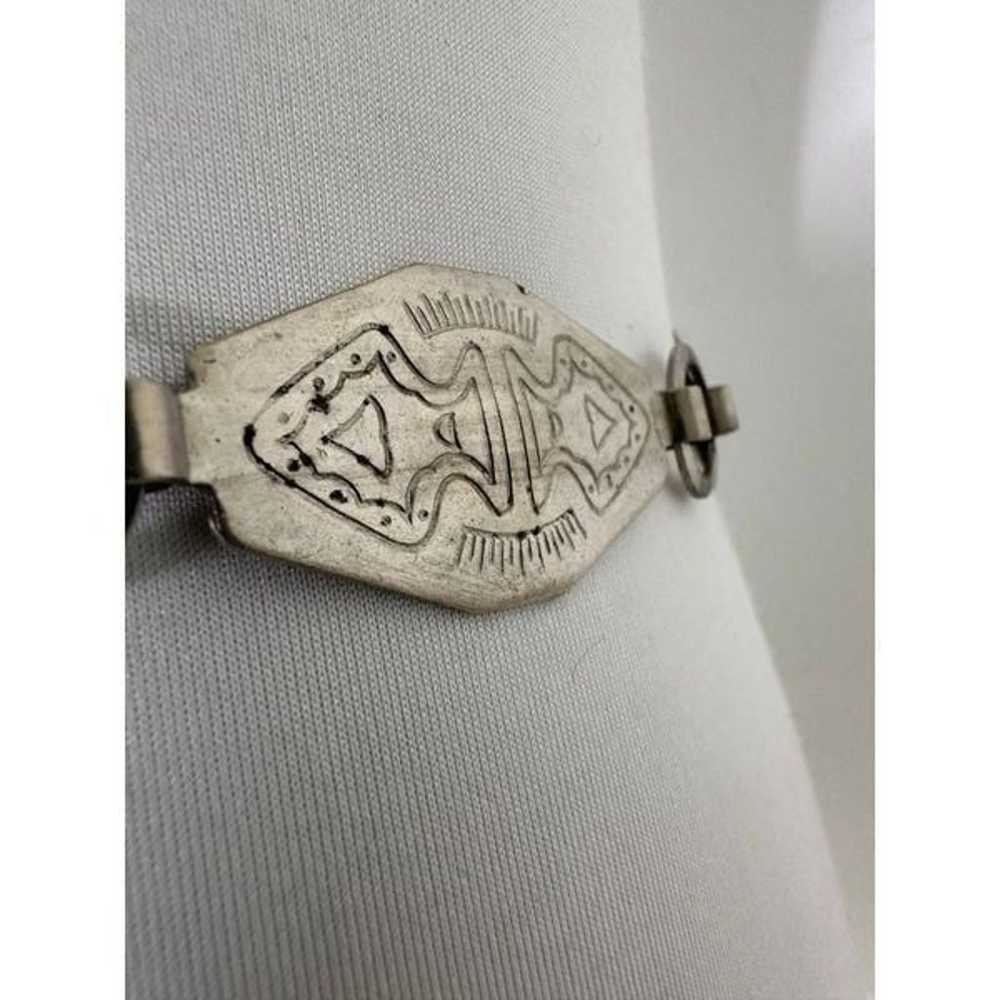 intage Etched Silver Tone Western Chain Belt - image 3