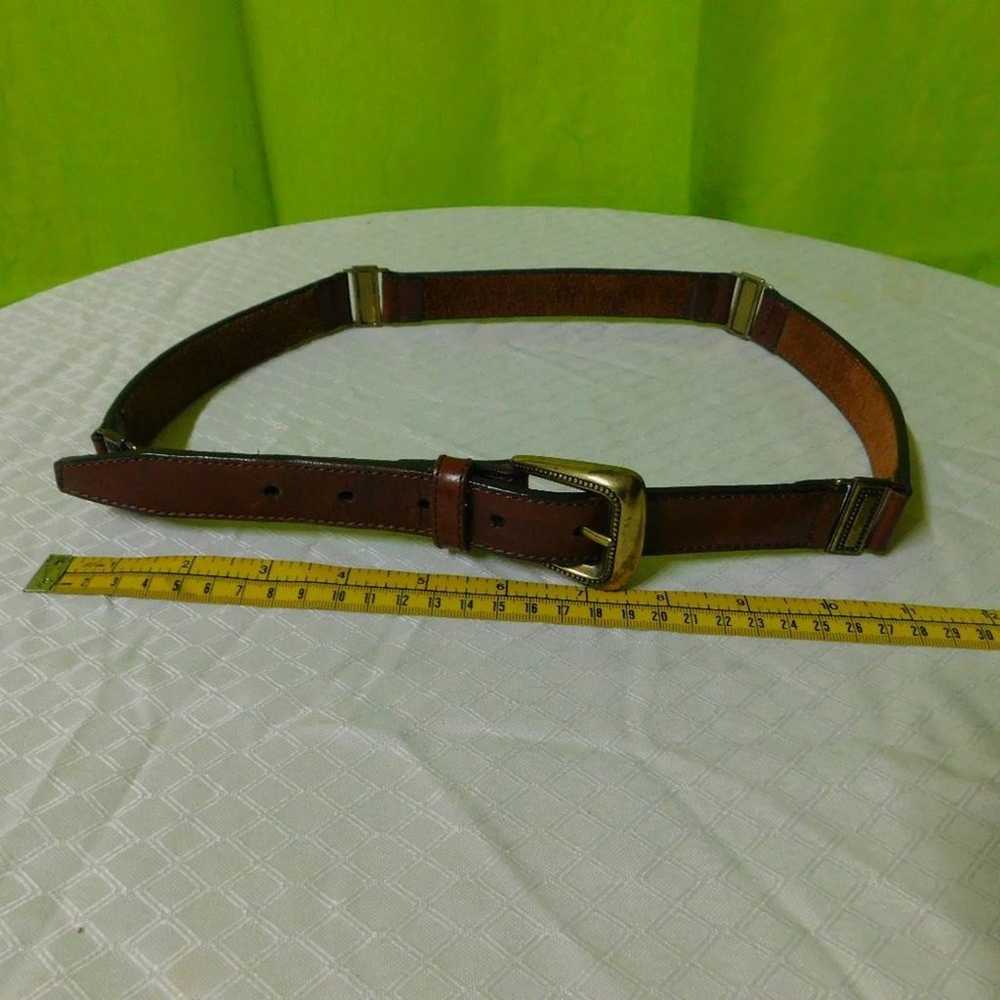 VTG 1997 Brown Fossil Leather belt, brass buckle - image 10