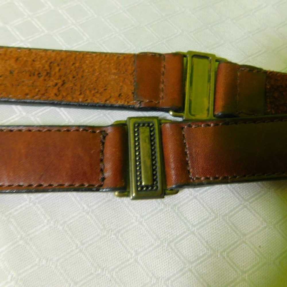 VTG 1997 Brown Fossil Leather belt, brass buckle - image 11