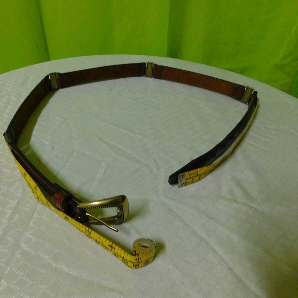 VTG 1997 Brown Fossil Leather belt, brass buckle - image 1