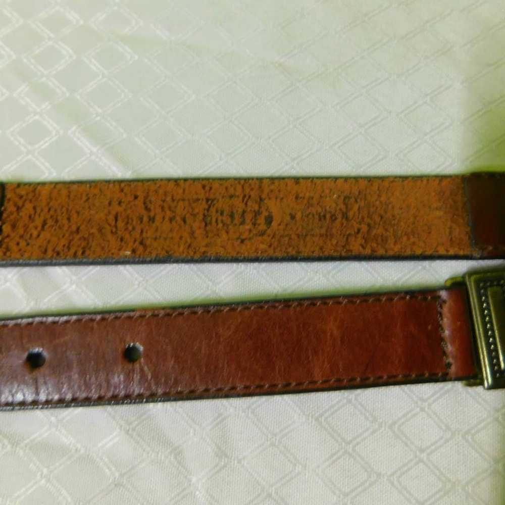 VTG 1997 Brown Fossil Leather belt, brass buckle - image 7