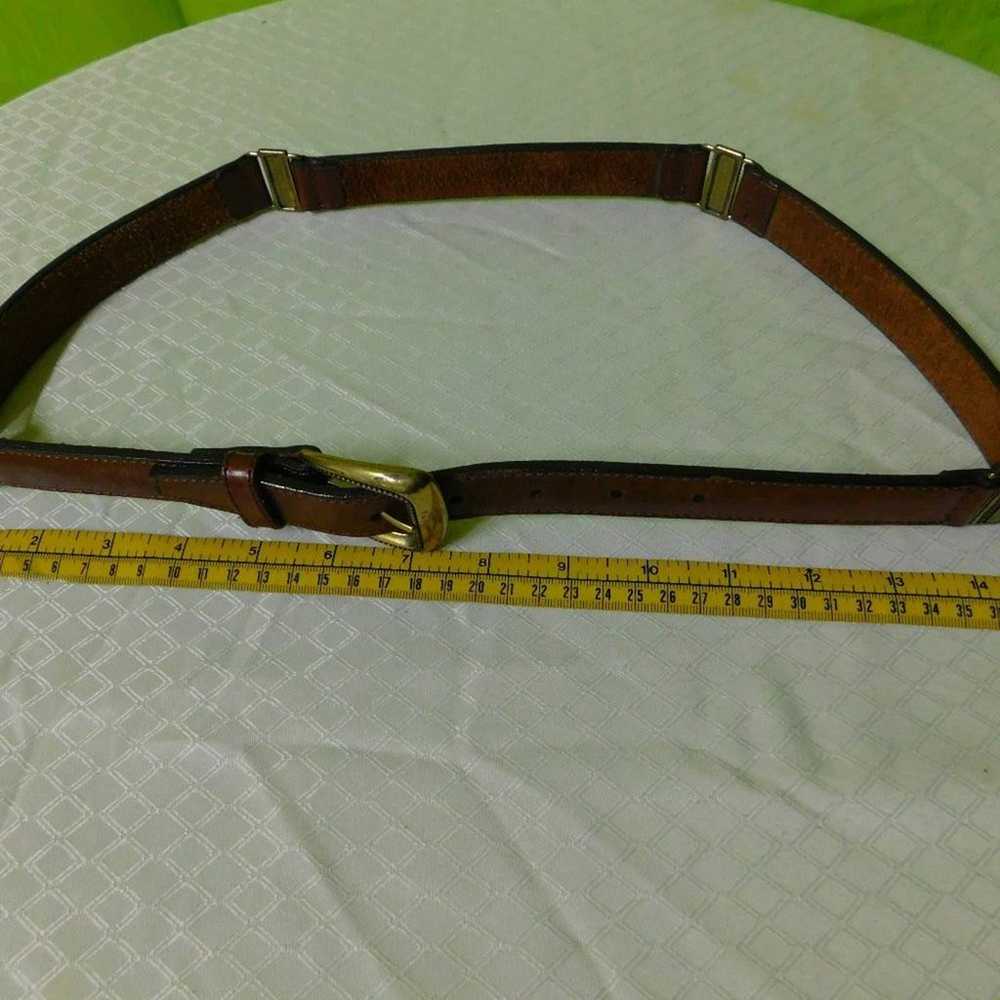 VTG 1997 Brown Fossil Leather belt, brass buckle - image 9