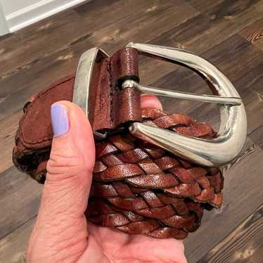 Vintage Aimee Lynn genuine leather woven belt big 