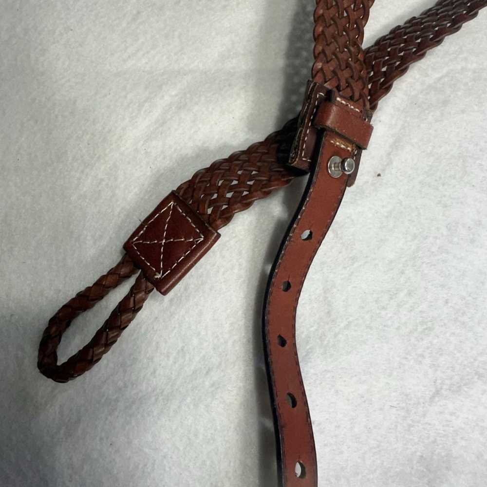 Leather Womens Vintage Size L Belt Brown Braided … - image 10