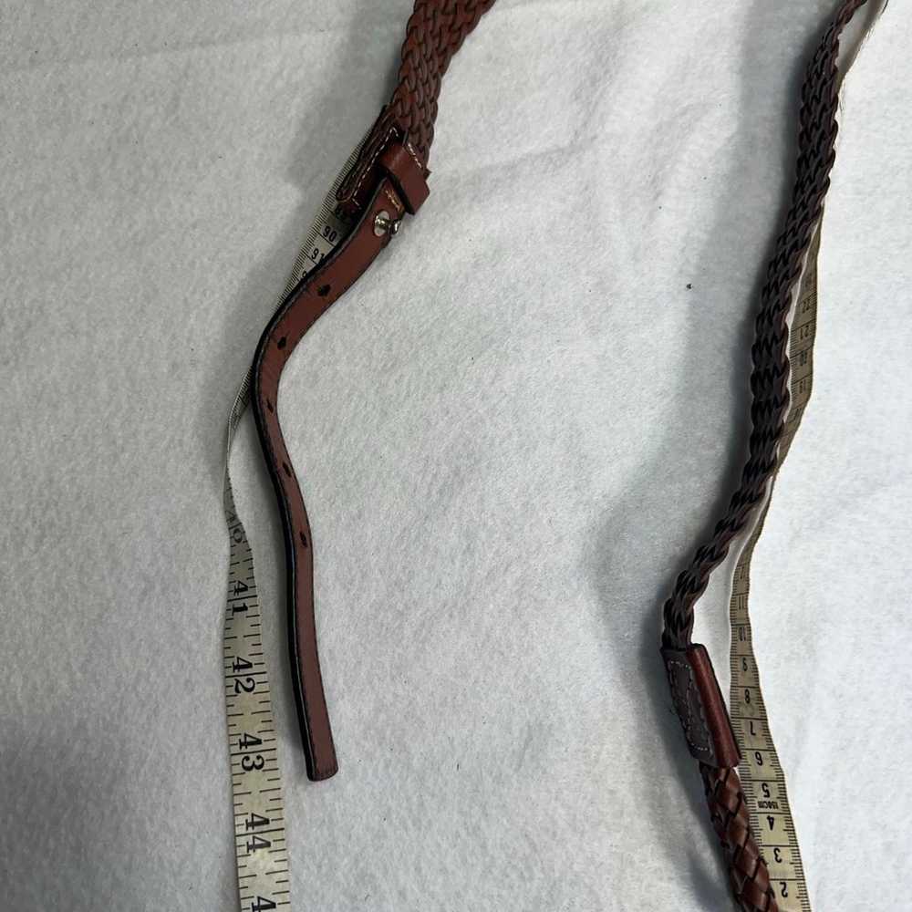 Leather Womens Vintage Size L Belt Brown Braided … - image 11