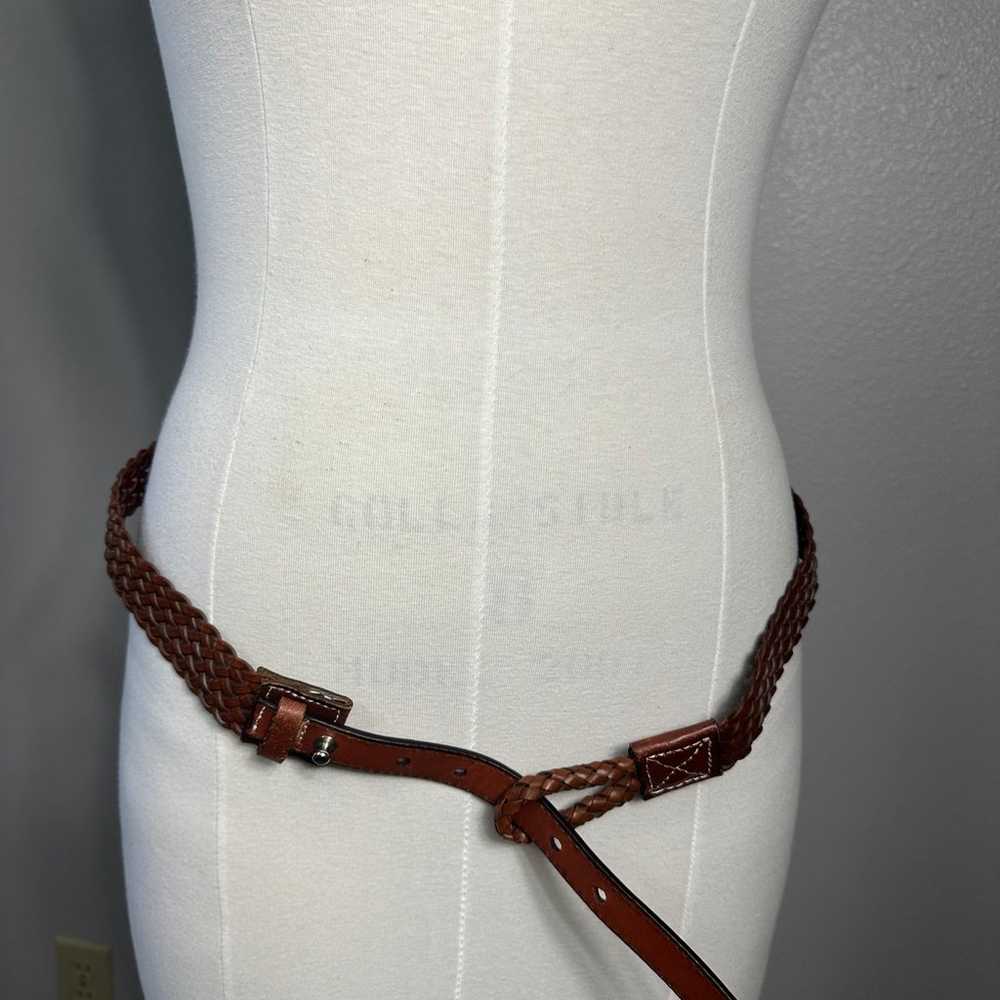 Leather Womens Vintage Size L Belt Brown Braided … - image 4