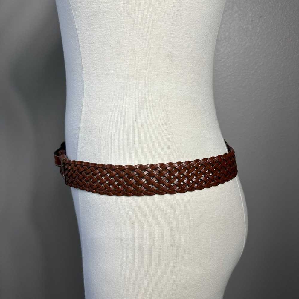 Leather Womens Vintage Size L Belt Brown Braided … - image 5