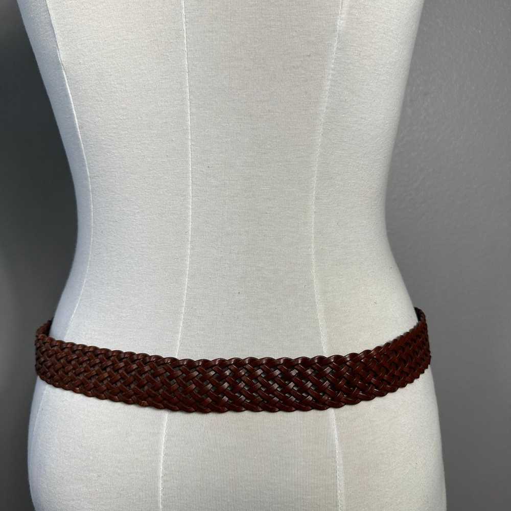 Leather Womens Vintage Size L Belt Brown Braided … - image 6