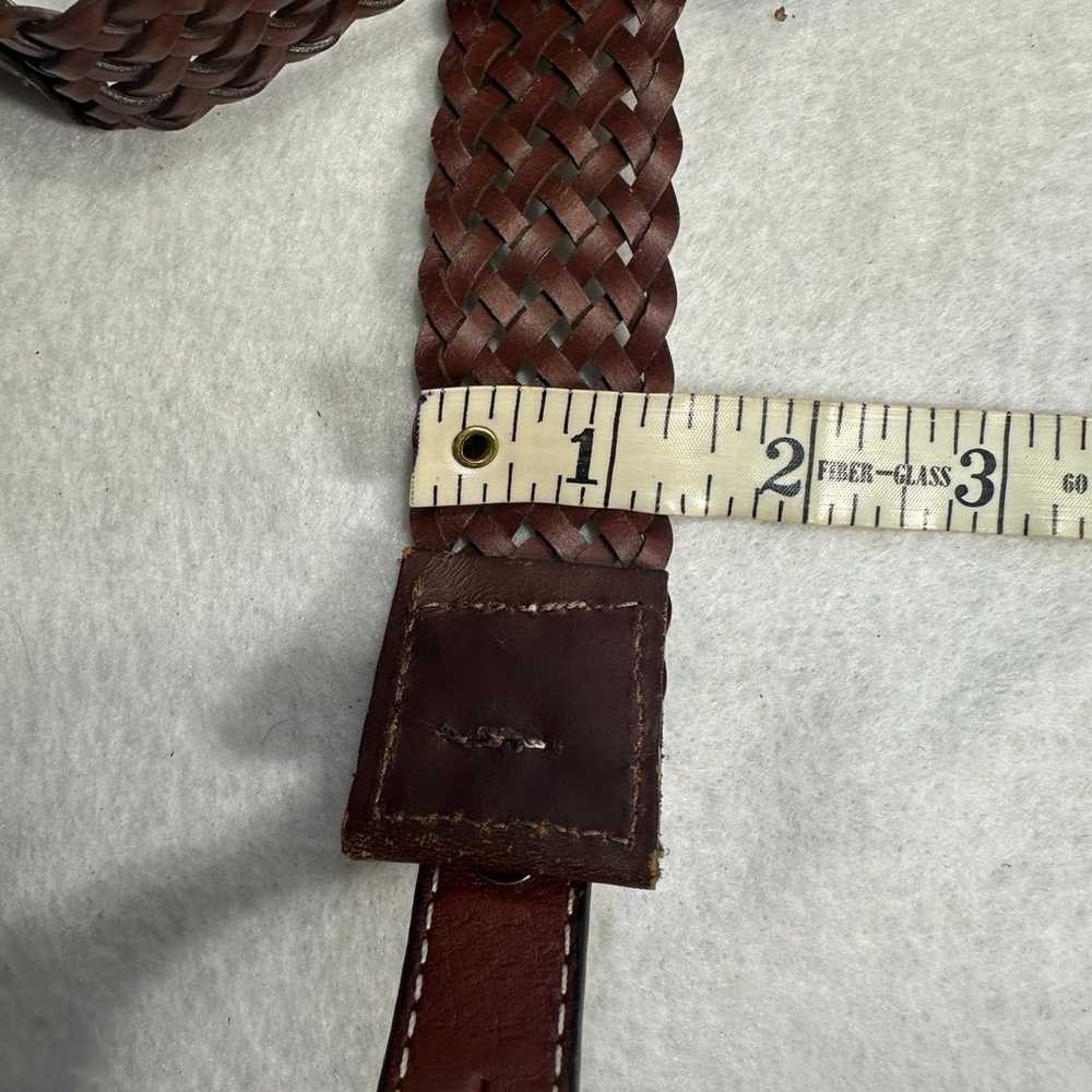 Leather Womens Vintage Size L Belt Brown Braided … - image 7