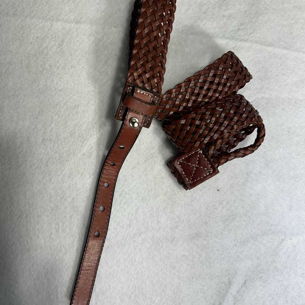 Leather Womens Vintage Size L Belt Brown Braided … - image 8