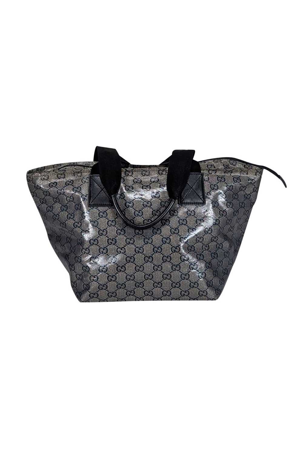 Gucci - Silver & Black Metallic Monogram Tote Bag - image 3