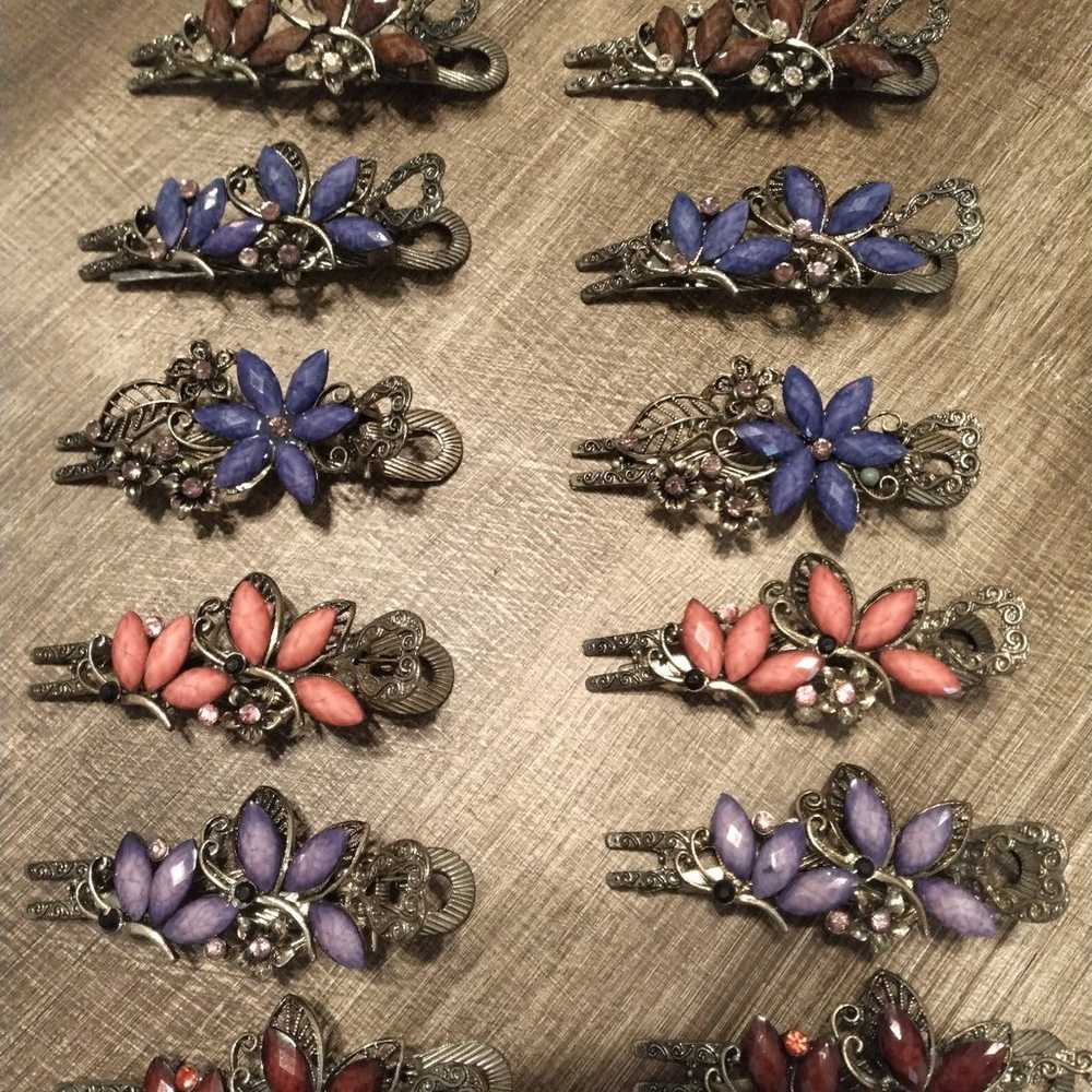 Vintage flower hair Barrettes clips - image 2