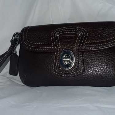 Coach SOHO MINI BAG Leather wristlet/purse DK BRO… - image 1