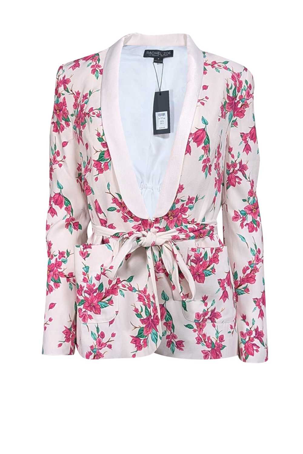 Rachel Zoe - White & Pink Floral Blazer Sz 0 - image 1