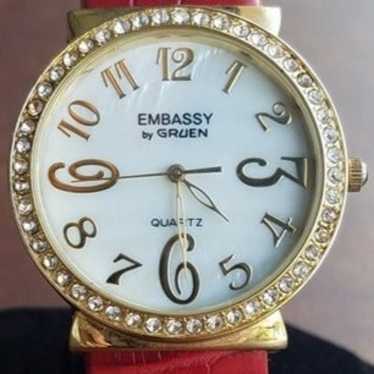 Gruen Embassy ,Women's Gold Tone Crystal Accent B… - image 1