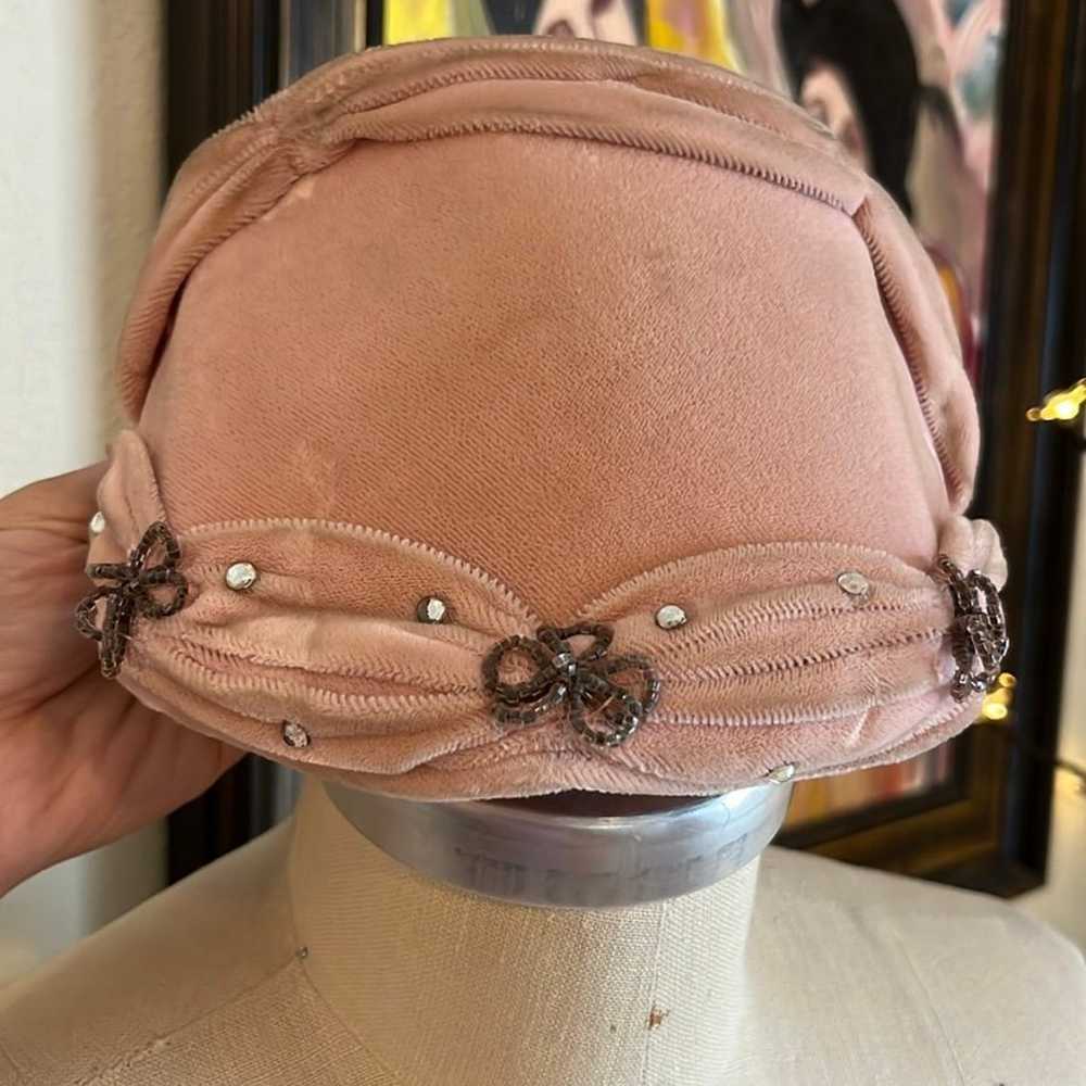 Vintage Pillbox Church Beret Fashion Rare Pink Ve… - image 1