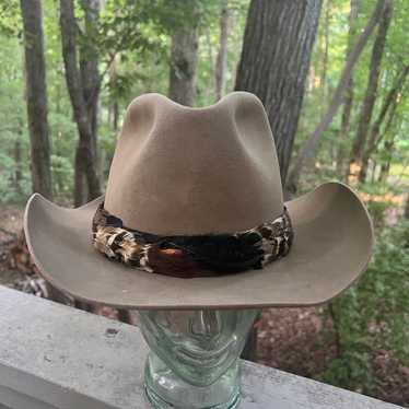 Vintage Oleg Cassini Cowgirl Felt Hat Feather Judy