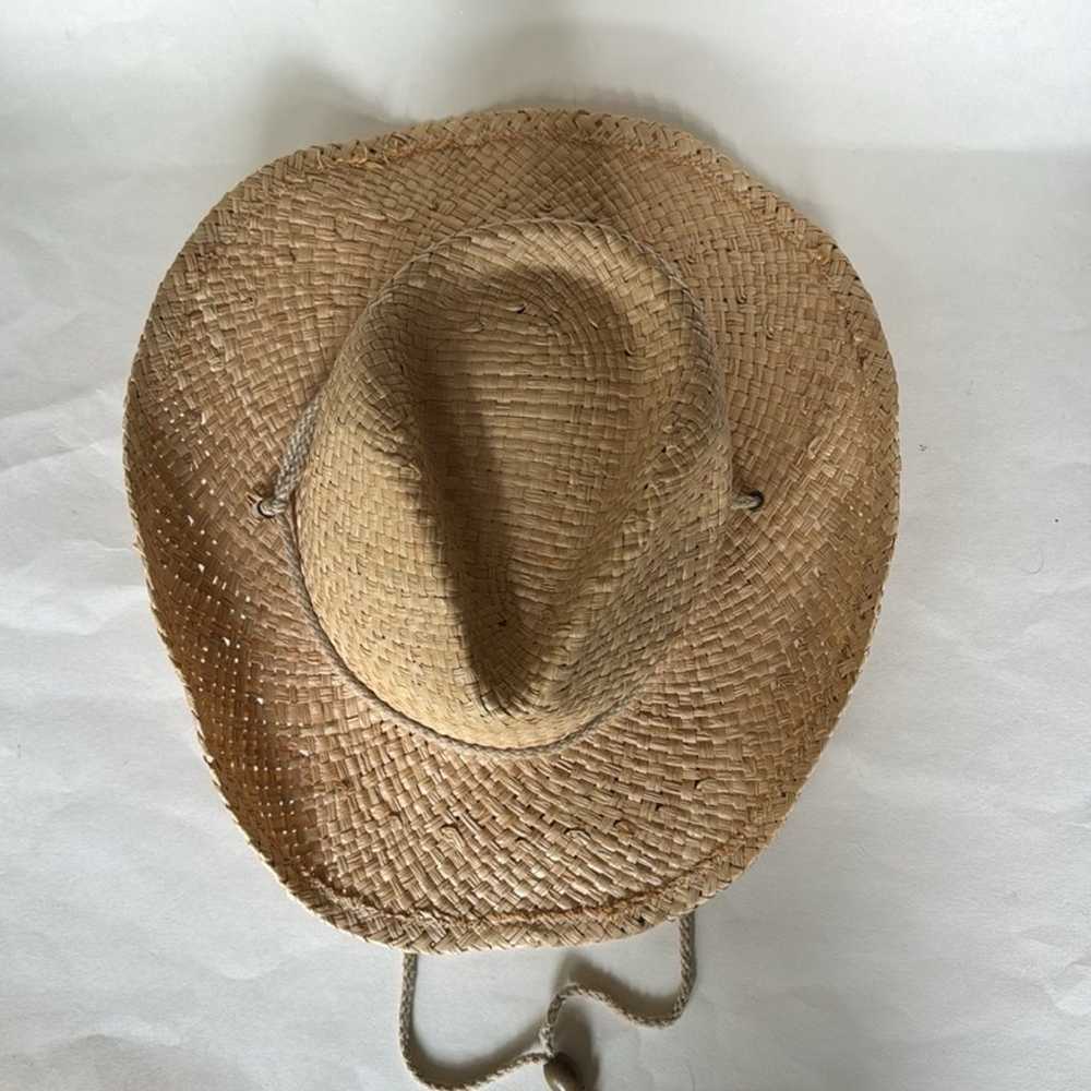 G Natural Straw Western Fedora Hat Elastic Band C… - image 3