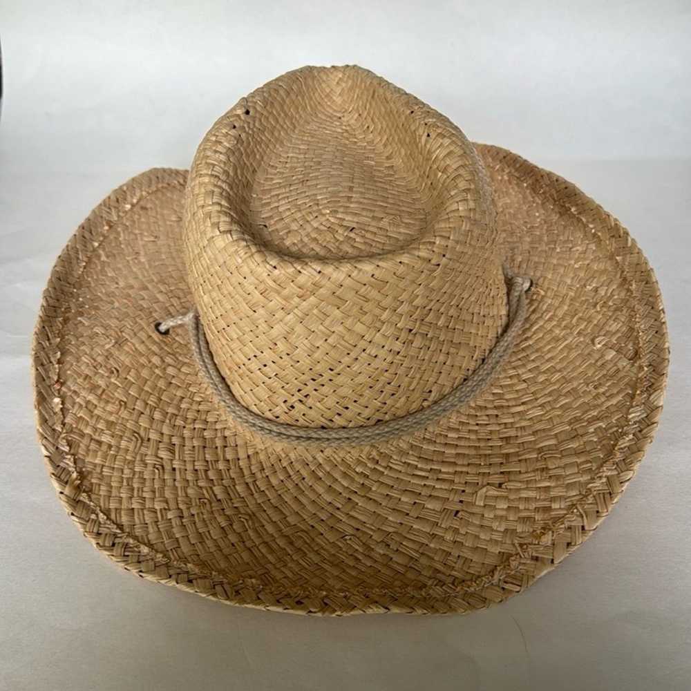 G Natural Straw Western Fedora Hat Elastic Band C… - image 4