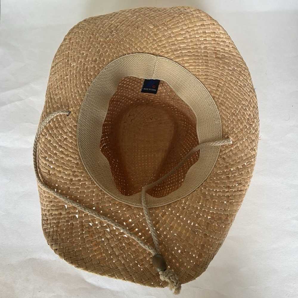 G Natural Straw Western Fedora Hat Elastic Band C… - image 5