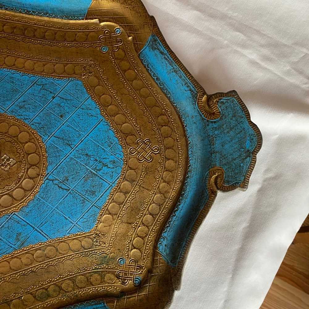 Vintage Italian Florentine Gold Gilded Tray - image 4