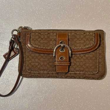 Vintage brown signature Coach Wristlet authentic