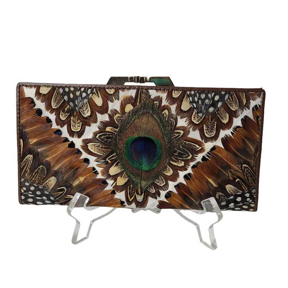 Vintage Lee Sands Genuine Peacock Wallet/Clutch M… - image 1