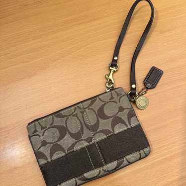 Coach Signature C Stripe Brown Wristlet