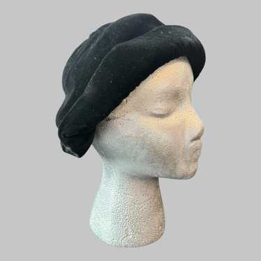 Vintage Black Velour Sculptural Swirl Hat Wilshire