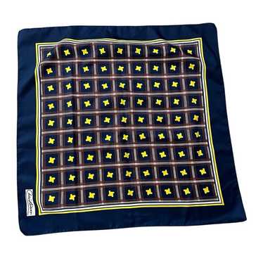 Christian Vintage Navy & Yellow Silk Scarf Made in