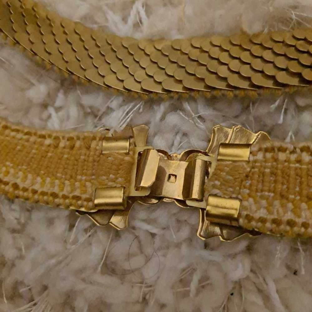 Gold stretch metal vintage belt 25-44" - image 2