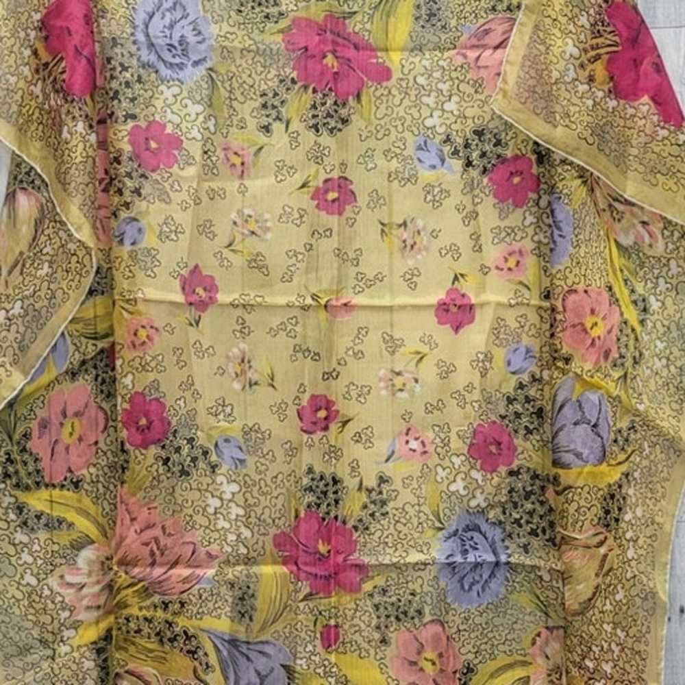 Vintage Pure Silk Hand Rolled Made In Japan Flora… - image 2