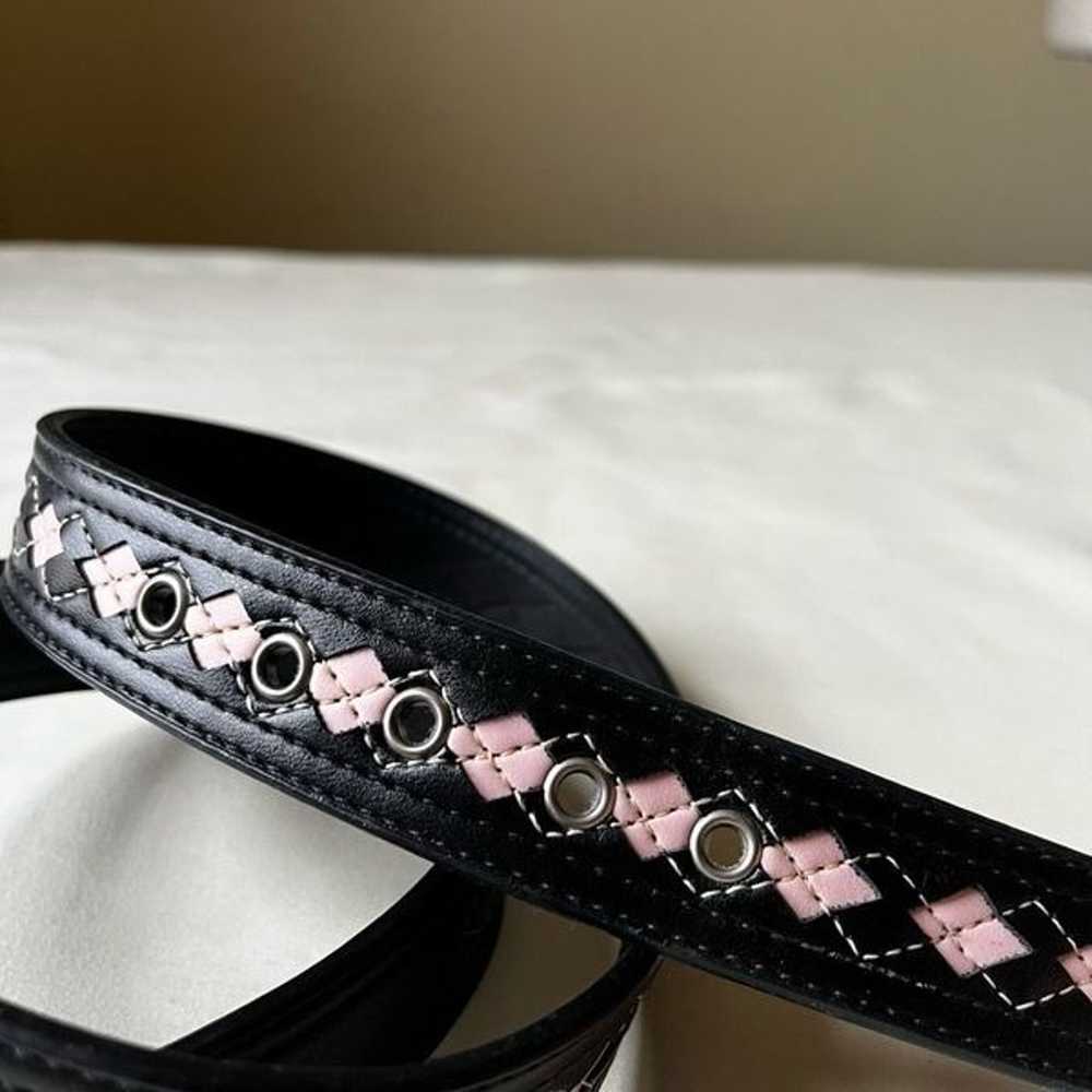 Vintage Y2K Faux Leather Belt Black and Pink Argy… - image 5