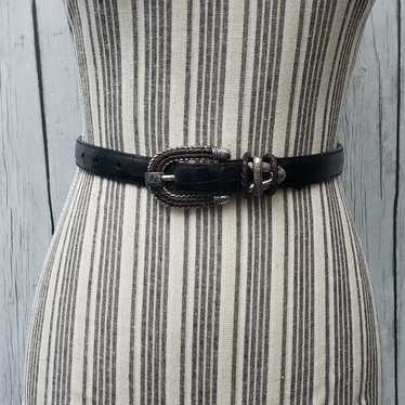 Vintage Brighton Black Leather Belt (X-Small)