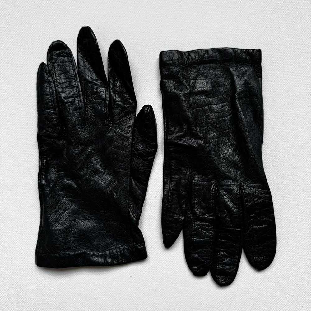 Aris Short Vintage Navy Leather Gloves - image 1