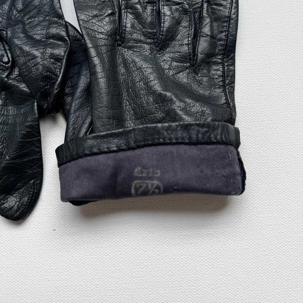 Aris Short Vintage Navy Leather Gloves - image 3