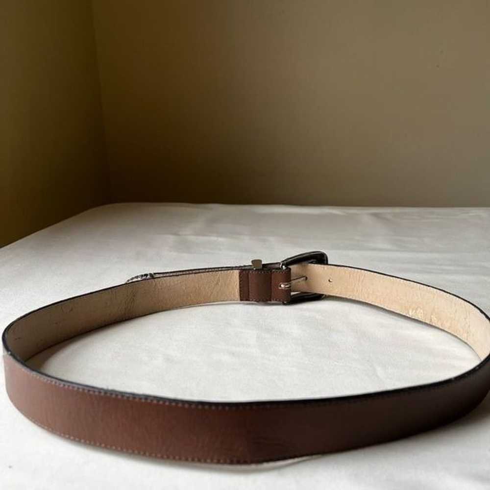 Vintage Western Cowboy Belt Brown Leather Silver … - image 3