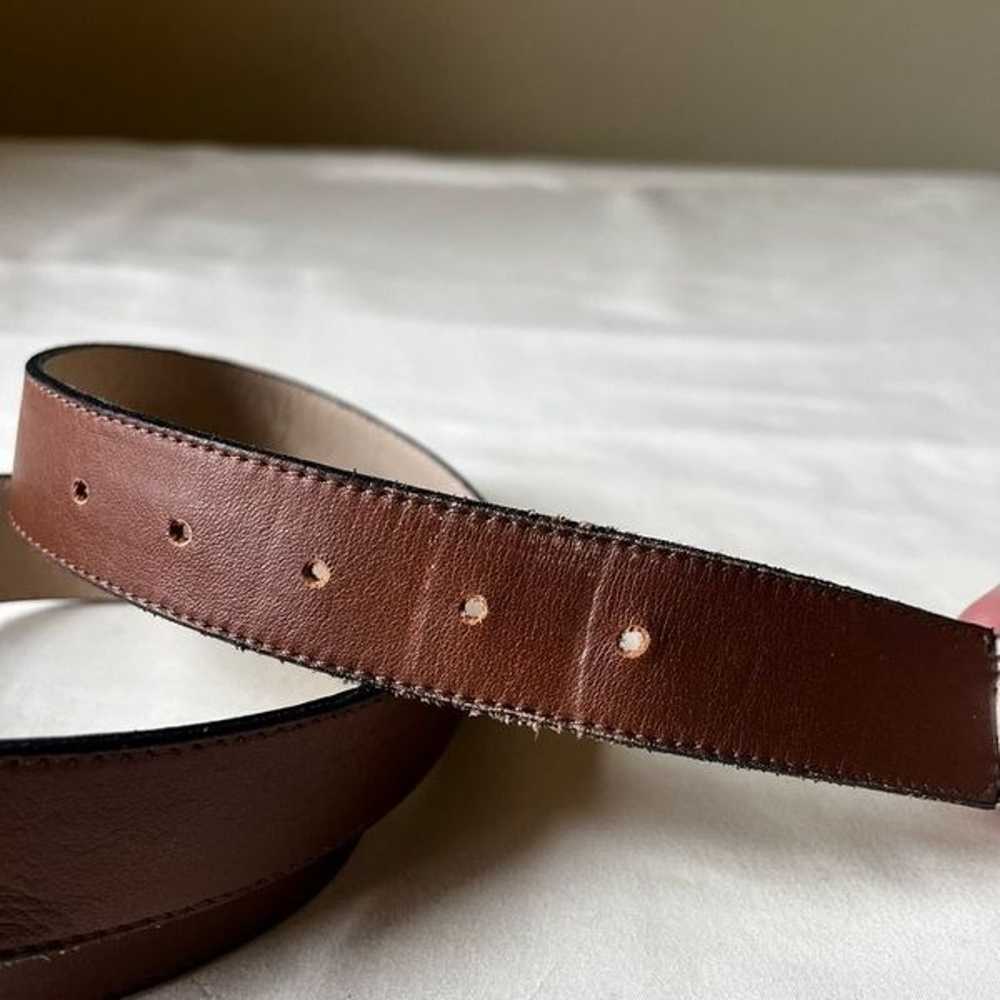 Vintage Western Cowboy Belt Brown Leather Silver … - image 6